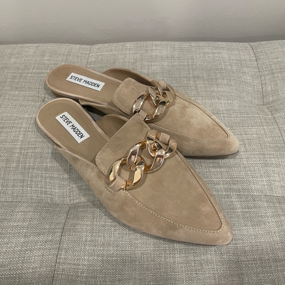 Steve Madden Tan Suede Mule Slides
